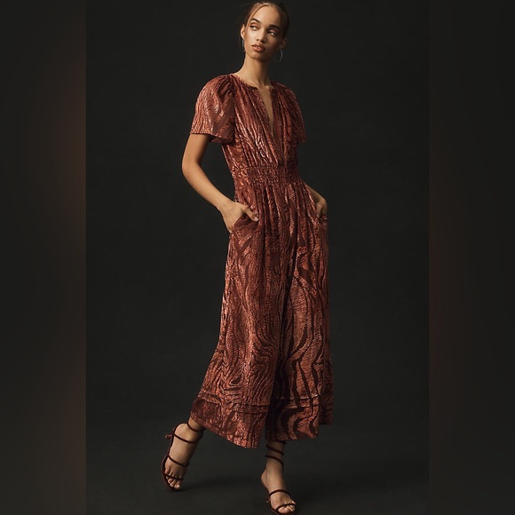 Anthropologie The Somerset Jumpsuit Velvet Burnout Edition